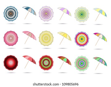 different color umbrellas vector illustration