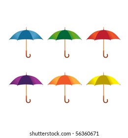 different color umbrellas vector illustration