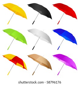different color umbrellas vector illustration