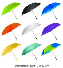 different color umbrellas vector illustration