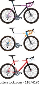 different color versions road bikes