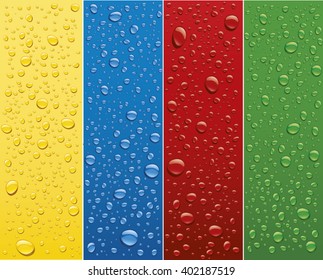 different color water drops background