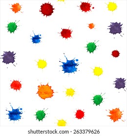 Different color watercolor drops seamless pattern or background
