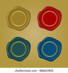 Different color Wax Seals with circular floral frame 