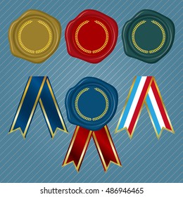Different color Wax Seals with Laurel Wreath Collection and different collection of ribbon