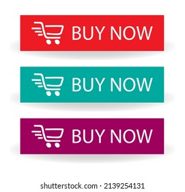 Different color web Buy button with trolley vector design  