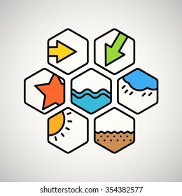 Different color web interface icons
