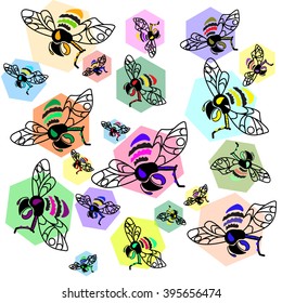 Different colored bee with honey