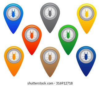 different colored buttons in the middle of the Rogac beetle button