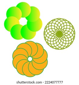 diferentes círculos de colores florales. Ilustración vectorial. Imagen de archivo. 