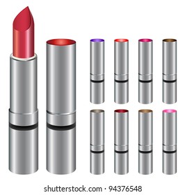 Different colored closed lipsticks