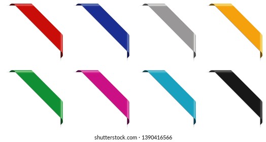 different colored corner ribbon banners