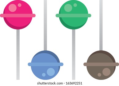 Different colored and flavored lollipops 