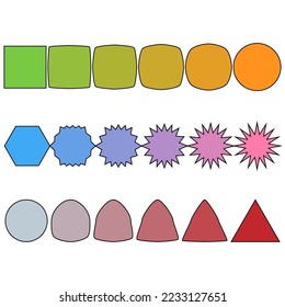 Different colored geometric shapes. Geometric art. Geometric shape. Vector illustration. stock image.
