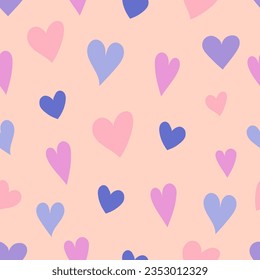 different colored hearts seamless pattern