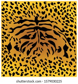 Different colored leopard fur pattern design, pardus and panthera vector illustration background.