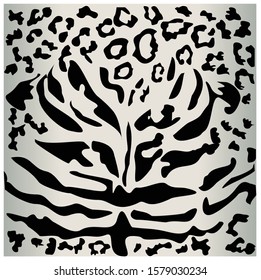 Different colored leopard fur pattern design, pardus and panthera vector illustration background.