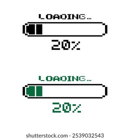 Different colored loading bars at 20% loaded for websites and graphic resources.