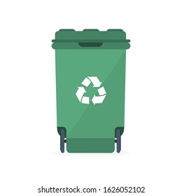 Different colored recycle waste bins vector illustration, Waste types segregation recycling.