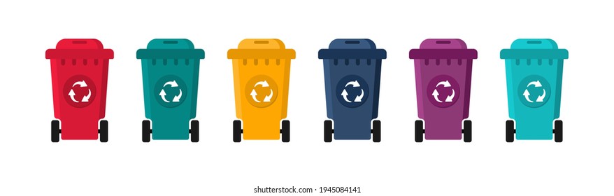 Different Colored Recycle Waste Bins Colorful Stock Vector (Royalty ...