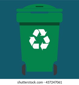 Different colored recycle waste bins vector illustration.