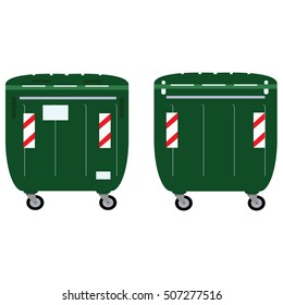 Different colored recycle waste bins vector illustration.Green container.