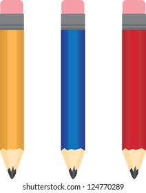 Different colored regular pencils isolated
