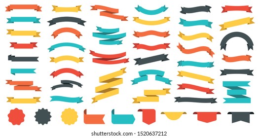 Different colored ribbons collection. Vector illustration