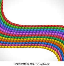 Different Colored Rope on white background 