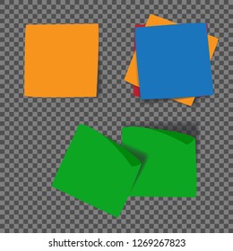 Different colored sheets of note papers collection. 