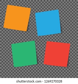 Different colored sheets of note papers collection. 