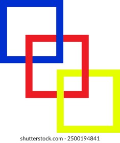 Different colored squares are attached one to one