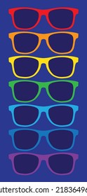 Different colored sunglasses frames. Sunglasses icon vector isolated set