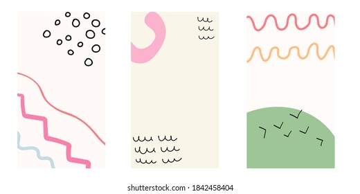 Different Colorful abstract Background. Abstraction with geometric shapes, lines and dots. Perfect for stories, cards, posters, social media background . SmartPhone wallpapers