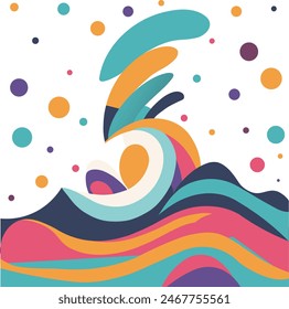 Different colorful abstract waves and drops round figures on white background. Eps