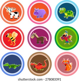 
Different colorful animal stickers.