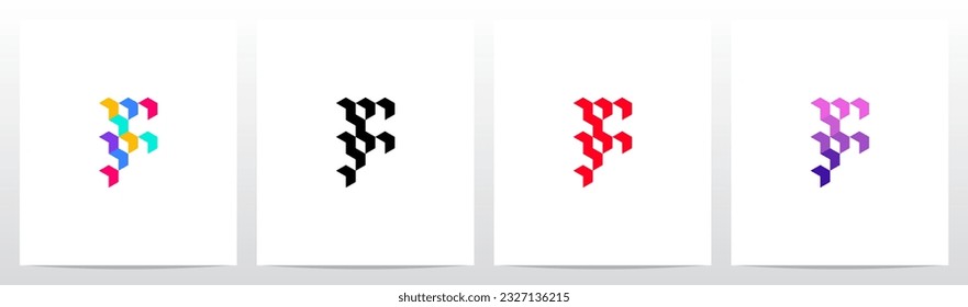 Cajas de colores Diferentes Letra Diseño de logotipo F