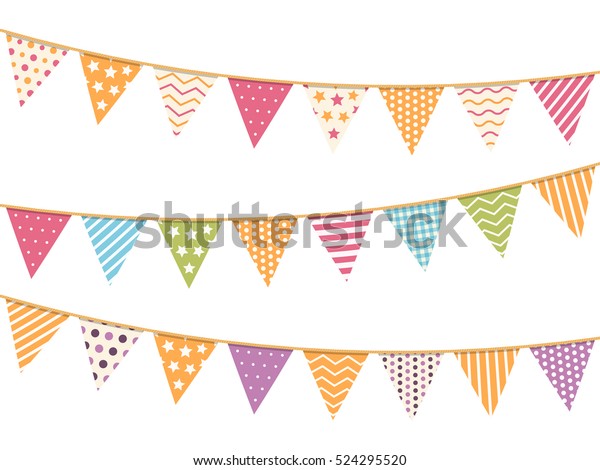 Different\
colorful bunting for decoration of invitations, greeting cards etc,\
bunting flags, vector eps10\
illustration