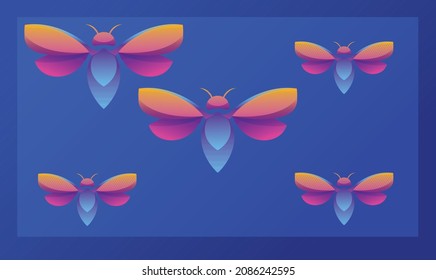 mariposa colorida diferente sobre fondo oscuro abstracto