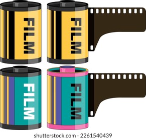 Different colorful film rolls illustration