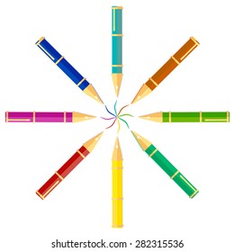 Different colorful fountain pen. Vector illustration