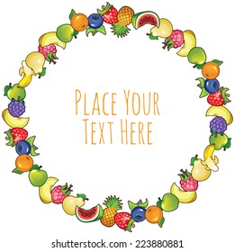 different colorful fruit round frame - for invitation, cards, greetings and so on