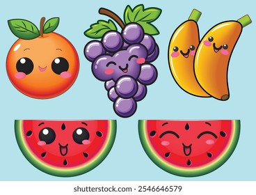 Diferentes ilustrações de vetor de frutas coloridas