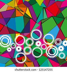 different colorful gears with abstract background