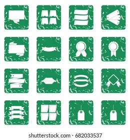 Different colorful labels icons set in grunge style green isolated vector illustration