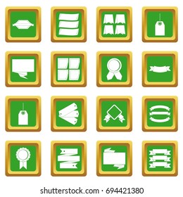 Different colorful labels icons set in green color isolated vector illustration for web and any design