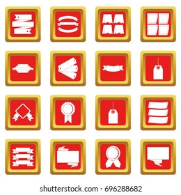 Different colorful labels icons set in red color isolated vector illustration for web and any design