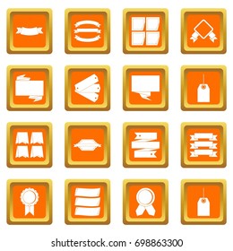 Different colorful labels icons set in orange color isolated vector illustration for web and any design