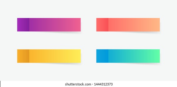 Different colorful post note stickers, vector collection. Sticky tapes with shadow template. Post note paper. Place any text on it.