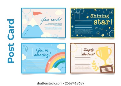 Different colorful postcards showcase positive affirmations like You rock and You re amazing Ideal for sharing motivation or gratitude with friends and family.